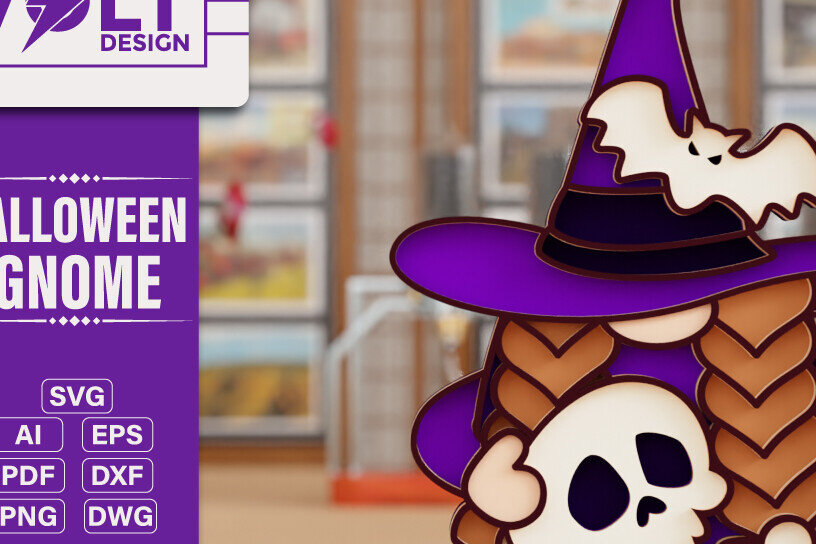 Intra απο ξύλο plywood 3mm-4mm πάχος - Halloween Gnome 3D  Πολυεπίπεδη κοπή Δίασταση 20x25 cm INTRAFABR-104881613