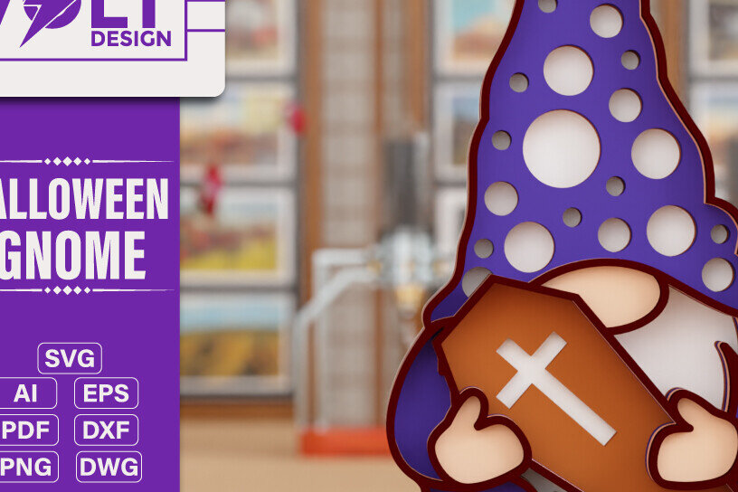 Σετ των 2 Intra απο ξύλο plywood 3mm-4mm πάχος - Halloween Gnome 3D  Πολυεπίπεδη κοπή Δίασταση 20x25 cm INTRAFABR-105095525