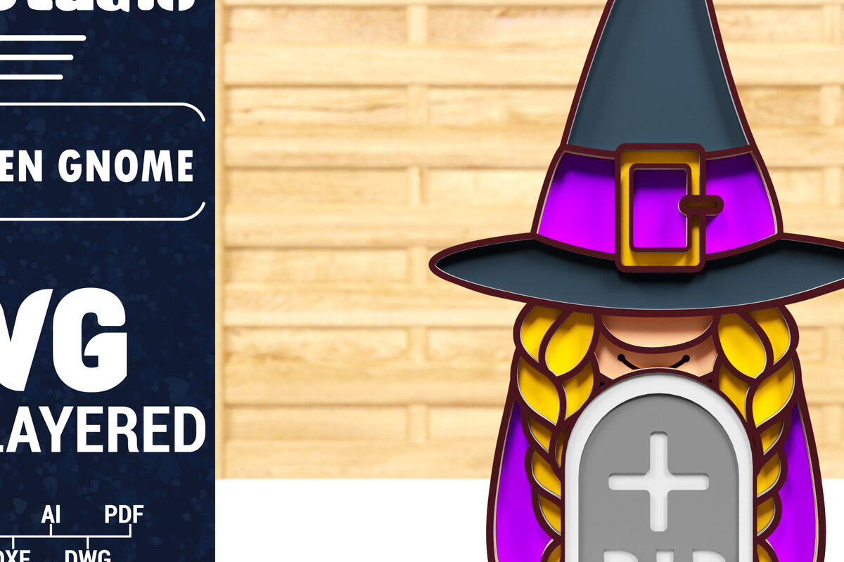 Σετ των 2 Intra απο ξύλο plywood 3mm-4mm πάχος - Halloween Gnome 3D  Papercut Δίασταση 1500x1500 cm INTRAFABR-76397755