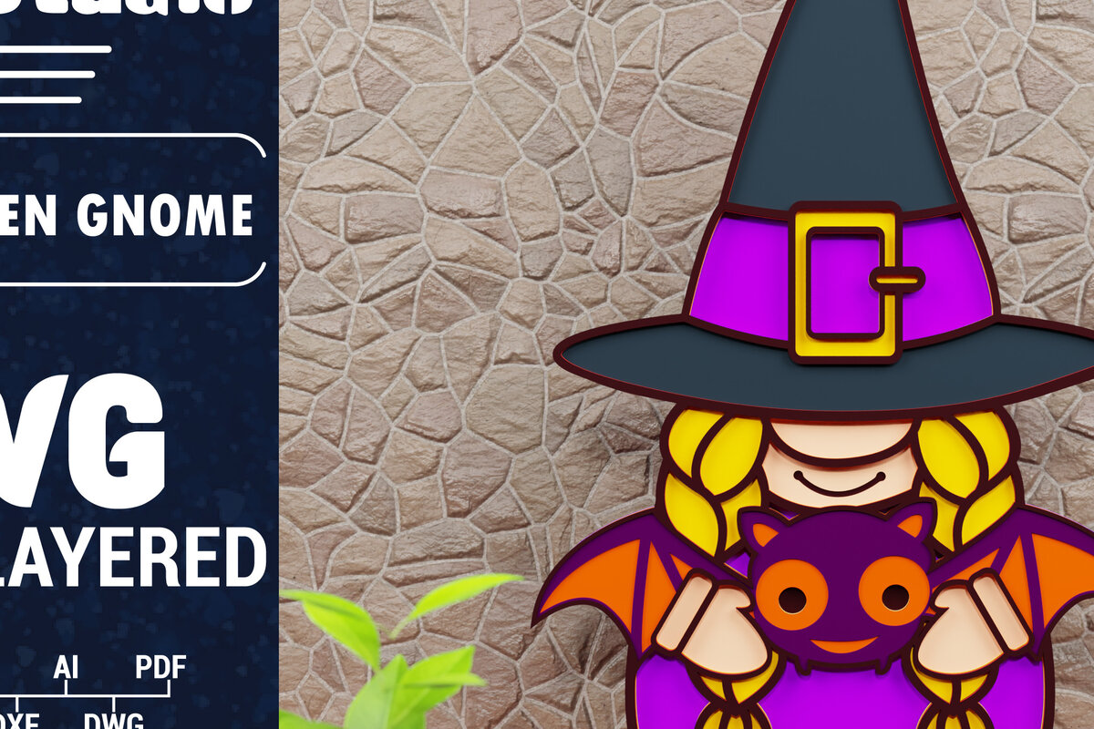 Σετ των 2 Intra απο ξύλο plywood 3mm-4mm πάχος - Halloween Gnome 3D  Papercut Δίασταση 1500x1500 cm INTRAFABR-76247093
