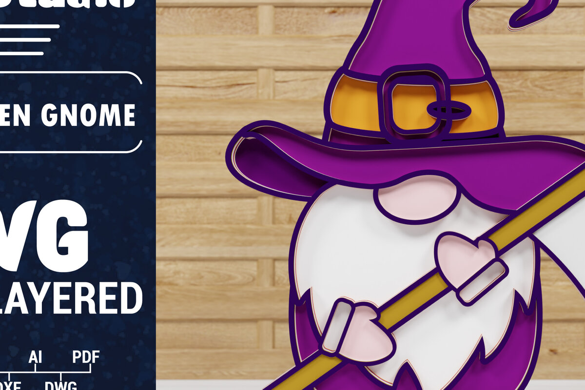 Σετ των 2 Intra απο ξύλο plywood 3mm-4mm πάχος - Halloween Gnome 3D  Papercut Δίασταση 1500x1500 cm INTRAFABR-76397644