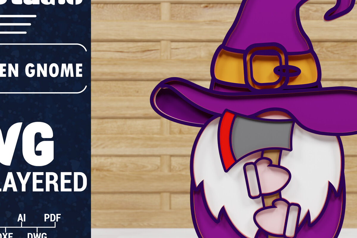 Σετ των 2 Intra απο ξύλο plywood 3mm-4mm πάχος - Halloween Gnome 3D  Papercut Δίασταση 1500x1500 cm INTRAFABR-76397645