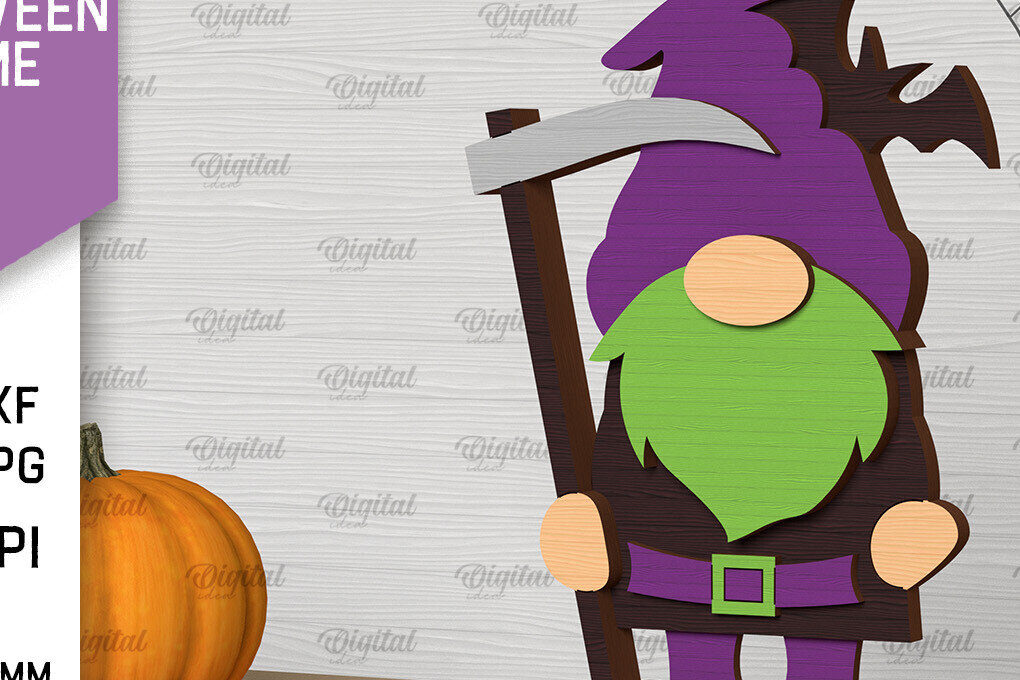 Σετ των 2 Intra απο ξύλο plywood 3mm-4mm πάχος - Διακόσμηση Halloween Gnome Laser Cut Δίασταση 15x15 cm INTRAFABR-104686184