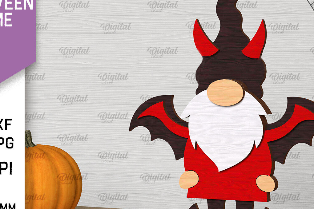 Σετ των 2 Intra απο ξύλο plywood 3mm-4mm πάχος - Διακόσμηση Halloween Gnome Laser Cut Δίασταση 15x15 cm INTRAFABR-104686218