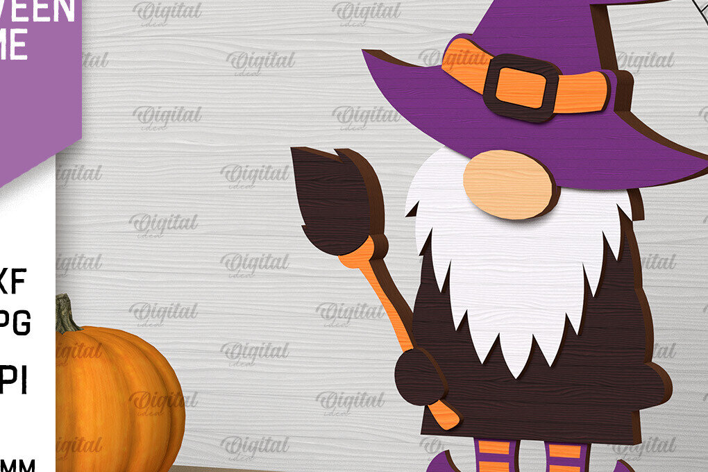 Intra απο ξύλο plywood 3mm-4mm πάχος - Διακόσμηση Halloween Gnome Laser Cut Δίασταση 15x15 cm INTRAFABR-104686239