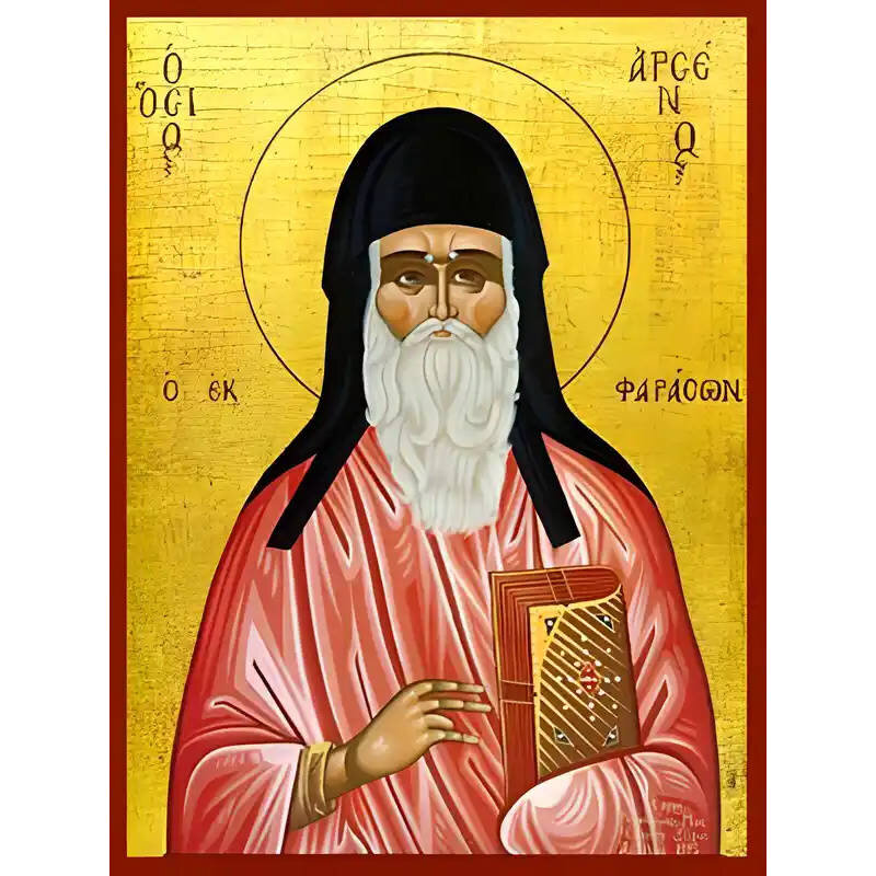 Εικόνα Ορθοδοξίας με περίγραμμα χρυσό σε ξύλο Φλαμουρίας  με  βάση Εικόνα ΑΓΙΟΣ ΑΡΣΕΝΙΟΣ ΚΑΠΠΑΔΟΚΙΑΣ Χειροποίητη Ελληνορθόδοξη εικόνα του Ιησού Χριστού, Κρεμαστή πλάκα βυζαντινής τέχνης, χριστιανική τέχνη Διάσταση 40x30 cm (10,2x7,9 ίντσες)  INTRAEK-14477