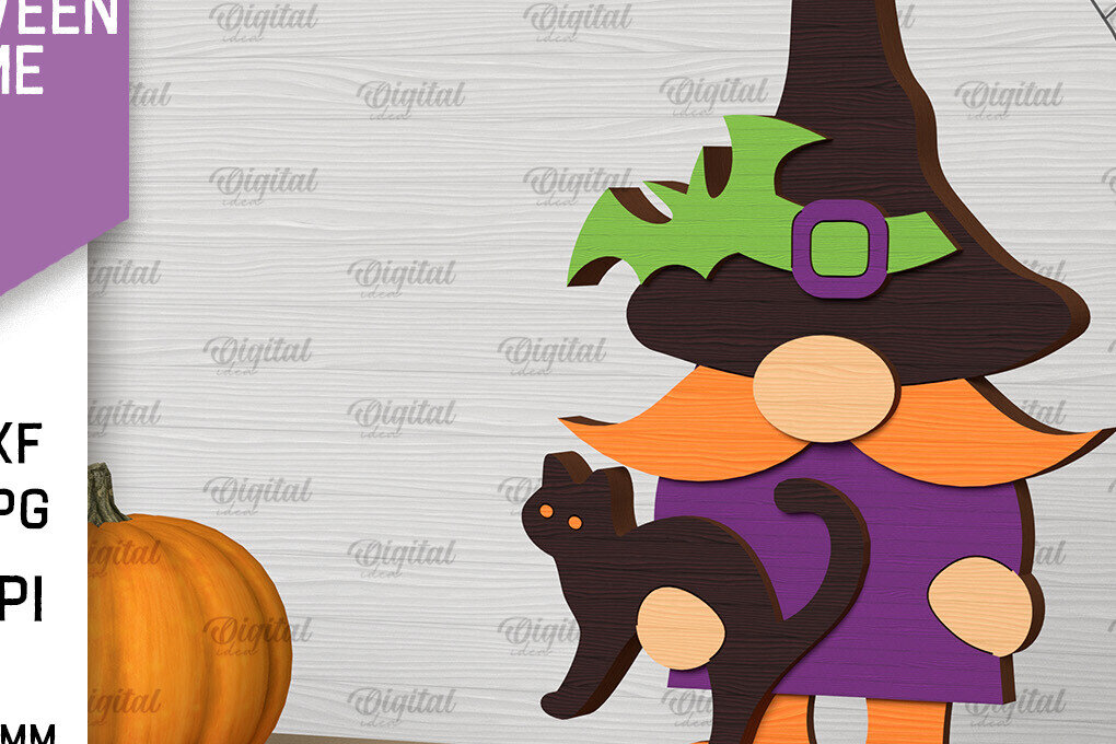 Σετ των 2 Intra απο ξύλο plywood 3mm-4mm πάχος - Διακόσμηση Halloween Gnome Laser Cut Δίασταση 15x15 cm INTRAFABR-104686263