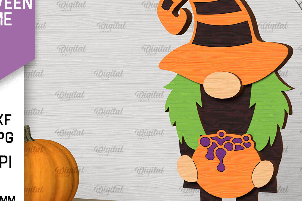 Σετ των 2 Intra απο ξύλο plywood 3mm-4mm πάχος - Διακόσμηση Halloween Gnome Laser Cut Δίασταση 15x15 cm INTRAFABR-104686296