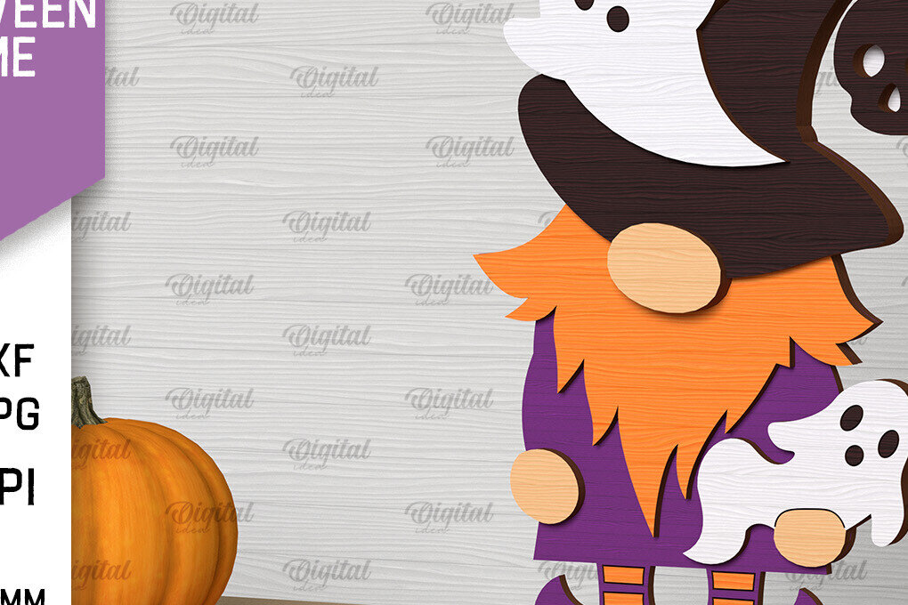 Σετ των 2 Intra απο ξύλο plywood 3mm-4mm πάχος - Διακόσμηση Halloween Gnome Laser Cut Δίασταση 15x15 cm INTRAFABR-104686321