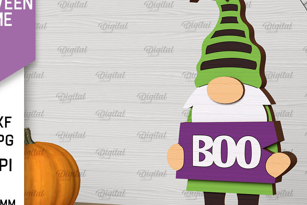 Σετ των 2 Intra απο ξύλο plywood 3mm-4mm πάχος - Διακόσμηση Halloween Gnome Laser Cut Δίασταση 15x15 cm INTRAFABR-104686341