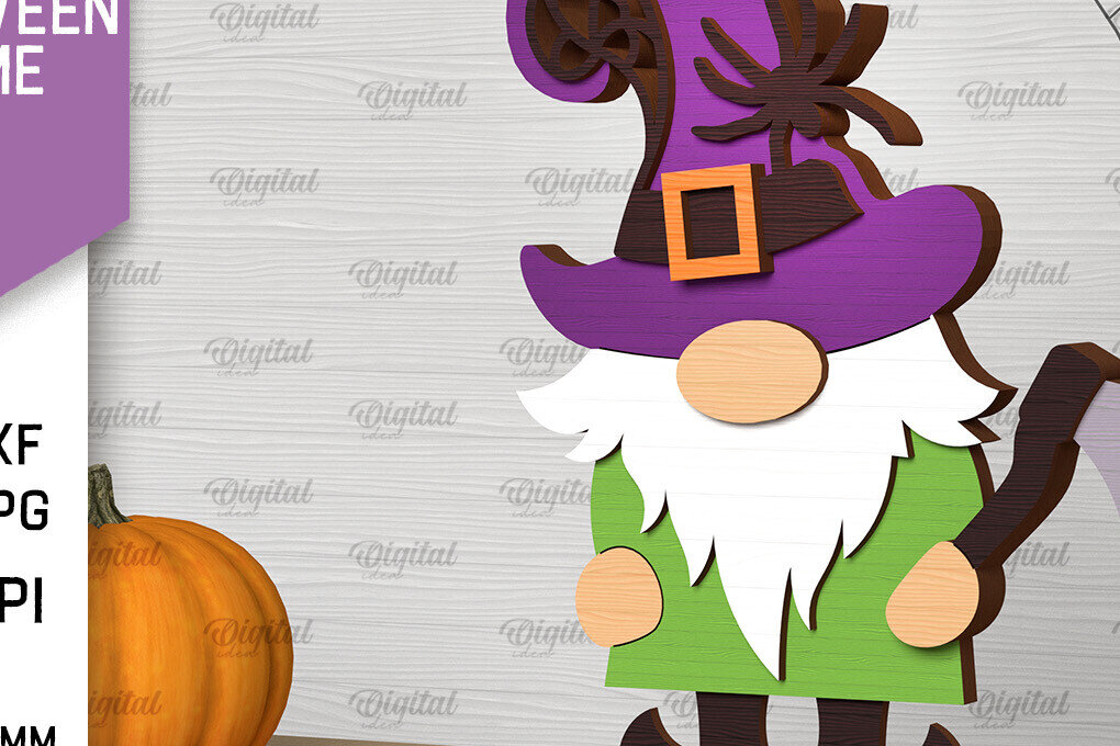 Σετ των 2 Intra απο ξύλο plywood 3mm-4mm πάχος - Διακόσμηση Halloween Gnome Laser Cut Δίασταση 15x15 cm INTRAFABR-104685657