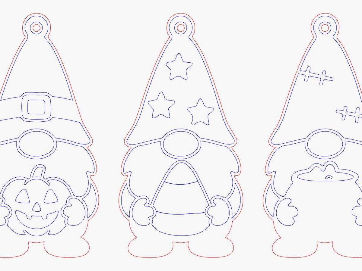 Σετ των 2 Intra απο ξύλο plywood 3mm-4mm πάχος - Πακέτο Halloween Gnome  Δίασταση 15x15 cm INTRAFABR-122046326