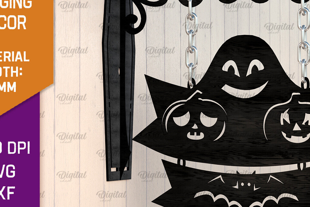 Σετ των 2 Intra απο ξύλο plywood 3mm-4mm πάχος - Κρεμαστό ντεκόρ Halloween Κόψιμο με λέιζερ Δίασταση 15x15 cm INTRAFABR-105132107