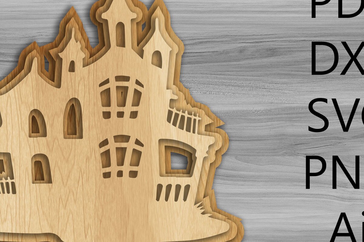 Σετ των 3 Intra απο ξύλο plywood 3mm-4mm πάχος - Halloween Haunted House Laser/Κοπή ξύλου Δίασταση 15x15 cm INTRAFABR-36353651