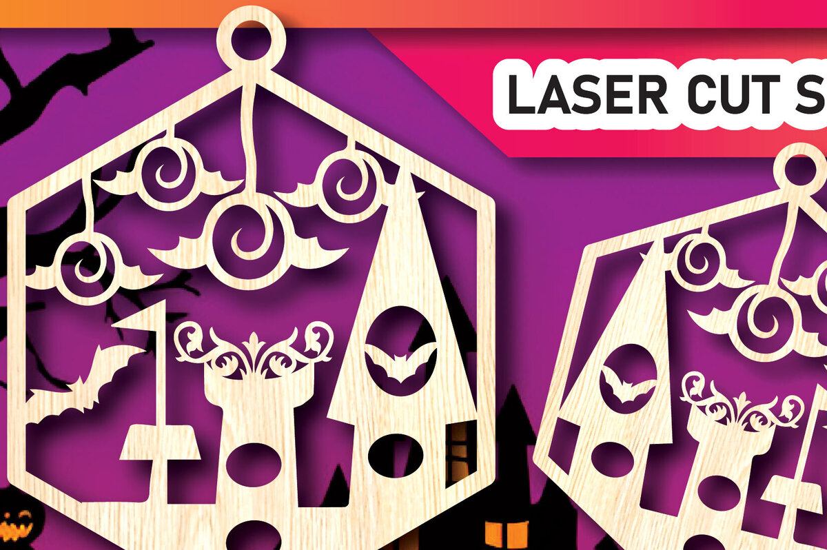 Σετ των 3 Intra απο ξύλο plywood 3mm-4mm πάχος - Στολίδια στοιχειωμένου σπιτιού για το Halloween Δίασταση 6x6 cm INTRAFABR-104701893