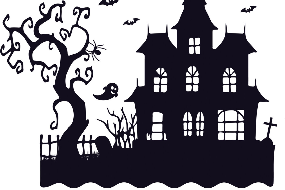 Σετ των 2 Intra απο ξύλο plywood 3mm-4mm πάχος - Halloween Haunted House  Design 4 Δίασταση 15x15 cm INTRAFABR-125255238