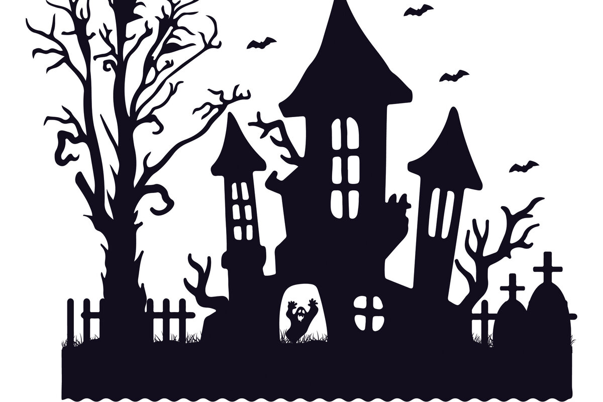 Σετ των 2 Intra απο ξύλο plywood 3mm-4mm πάχος - Halloween Haunted House  Design 8 Δίασταση 15x15 cm INTRAFABR-125255562