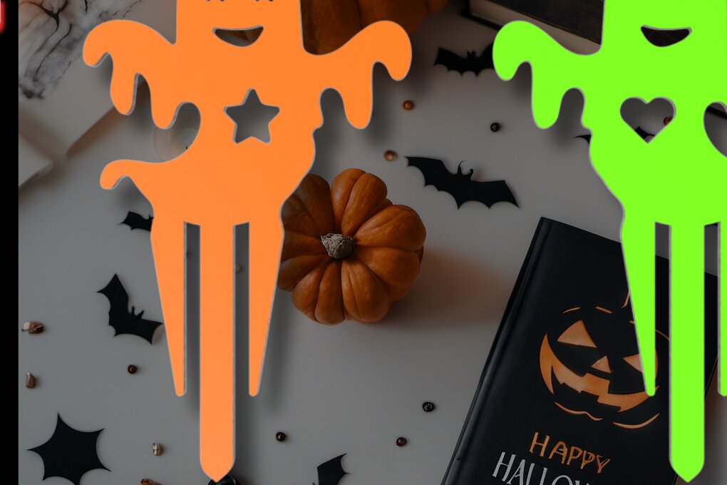 Σετ των 2 Intra απο ξύλο plywood 3mm-4mm πάχος - Σελιδοδείκτες Halloween Heart & Star Ghost Δίασταση 15x15 cm INTRAFABR-78679638