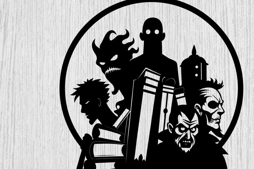 Intra απο ξύλο plywood 3mm-4mm πάχος - Βιβλία τρόμου Halloween Μεταλλική τέχνη τοίχου Δίασταση 40x50 cm INTRAFABR-103325238