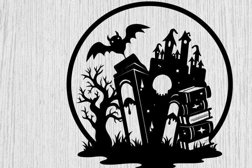 Intra απο ξύλο plywood 3mm-4mm πάχος - Βιβλία τρόμου Halloween Μεταλλική τέχνη τοίχου Δίασταση 40x50 cm INTRAFABR-103395518