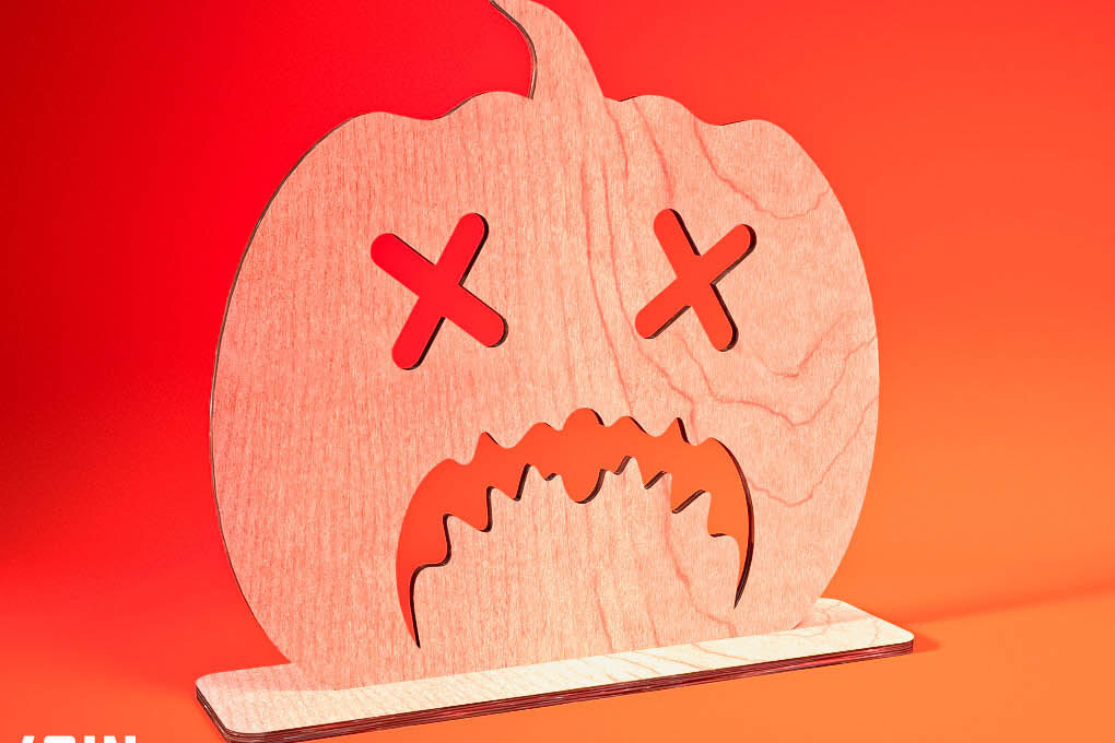 Σετ των 2 Intra απο ξύλο plywood 3mm-4mm πάχος - Halloween Jack O Lantern Decor Cut Laser Δίασταση 15x15 cm INTRAFABR-74276392