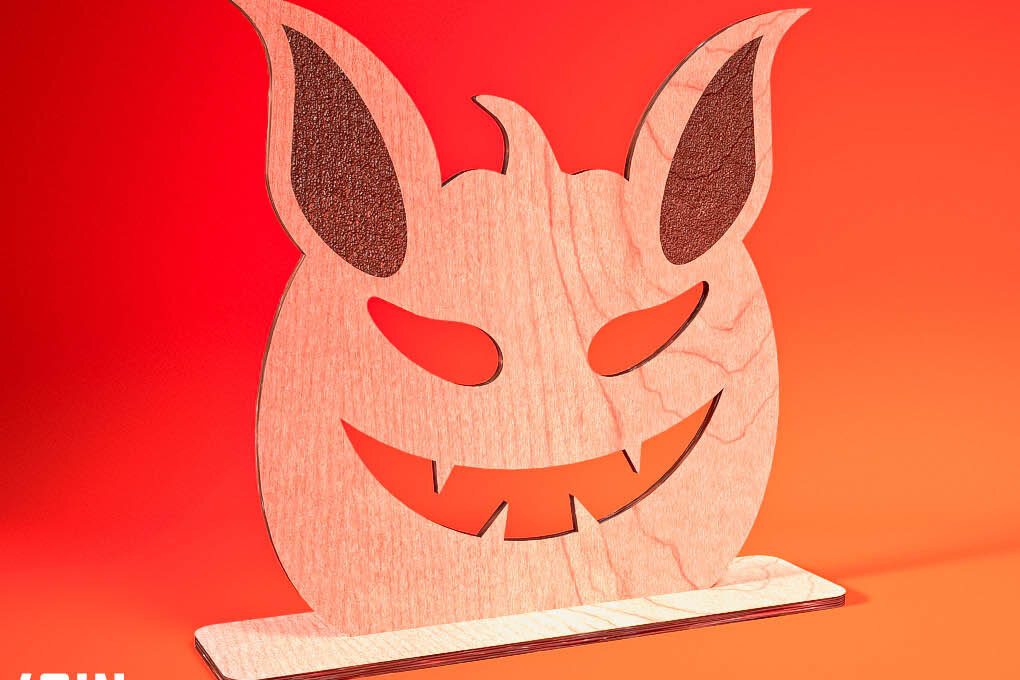 Σετ των 2 Intra απο ξύλο plywood 3mm-4mm πάχος - Halloween Jack O Lantern Decor Cut Laser Δίασταση 15x15 cm INTRAFABR-74276609