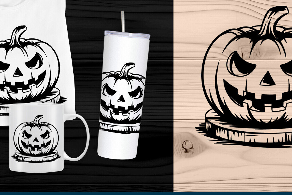 Σετ των 2 Intra απο ξύλο plywood 3mm-4mm πάχος -  αποκοπής  Jack-o'-Lantern Halloween Δίασταση 15x15 cm INTRAFABR-107011827