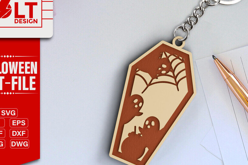Σετ των 2 Intra απο ξύλο plywood 3mm-4mm πάχος -  κοπής λέιζερ για Halloween Key Chain Δίασταση 20x25 cm INTRAFABR-101205347