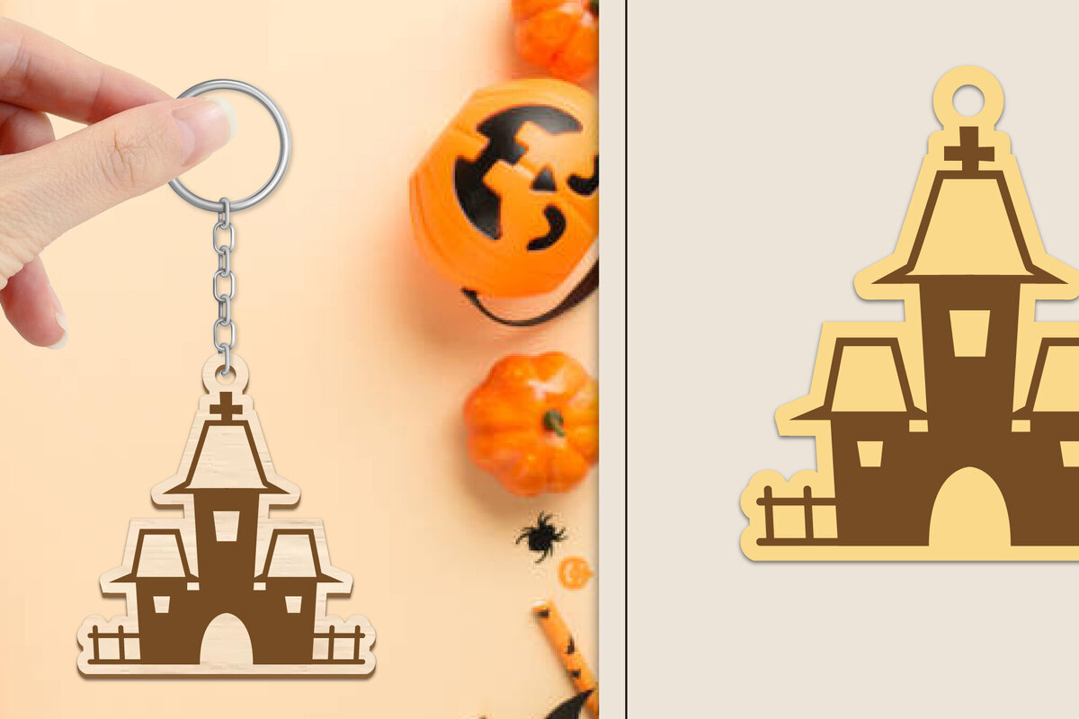 Σετ των 3 Intra απο ξύλο plywood 3mm-4mm πάχος - Αποκριάτικο μπρελόκ με λέιζερ Δίασταση 4x4 cm INTRAFABR-102834925