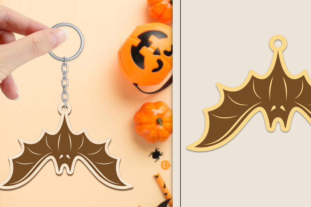 Σετ των 3 Intra απο ξύλο plywood 3mm-4mm πάχος - Αποκριάτικο μπρελόκ με λέιζερ Δίασταση 4x4 cm INTRAFABR-102835053