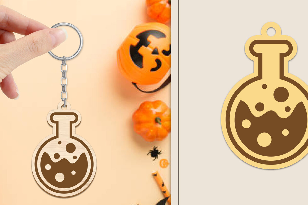 Σετ των 3 Intra απο ξύλο plywood 3mm-4mm πάχος - Αποκριάτικο μπρελόκ με λέιζερ Δίασταση 4x4 cm INTRAFABR-102835532