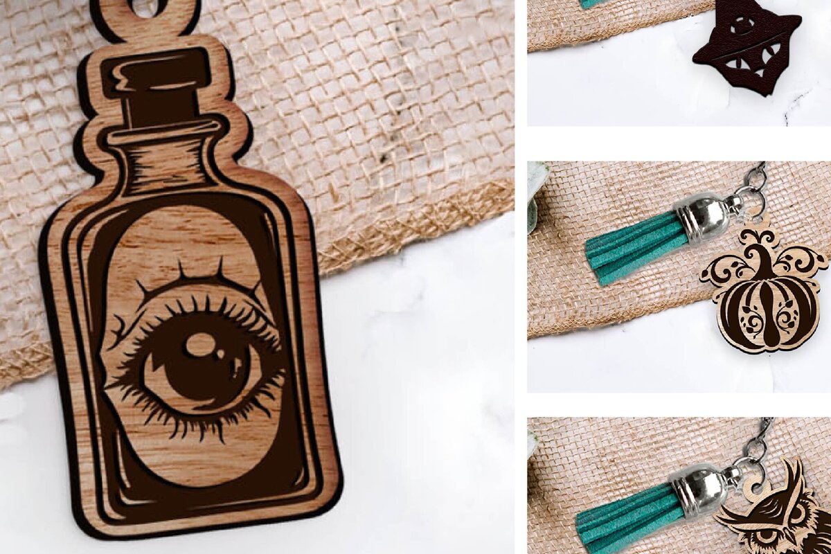 Σετ των 3 Intra απο ξύλο plywood 3mm-4mm πάχος - Αποκριάτικο μπρελόκ με λέιζερ. 31 Οκτώβρη Δίασταση 4x4 cm INTRAFABR-103070301