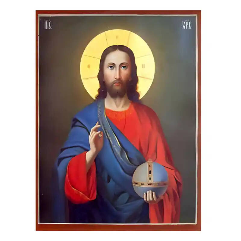 Σετ των 2 Εικόνα Ορθοδοξίας με περίγραμμα χρυσό σε ξύλο Φλαμουρίας  με  βάση Εικόνα Χριστός Ευλογών Χειροποίητη Ελληνορθόδοξη , Κρεμαστή πλάκα βυζαντινής τέχνης, χριστιανική τέχνη Διάσταση 10x7 cm (3,9 x 2,8 ίντσες) INTRAEK-670772