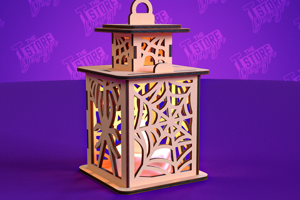 Σετ των 2 Intra απο ξύλο plywood 3mm-4mm πάχος - Φανάρι αποκριών | Πρότυπο τρισδιάστατου φαναριού Δίασταση 15x15 cm INTRAFABR-102241728