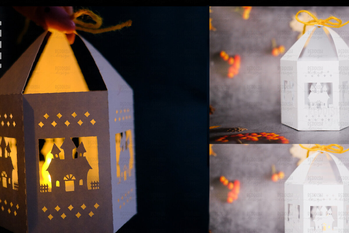 Σετ των 2 Intra απο ξύλο plywood 3mm-4mm πάχος - Halloween Lantern, Halloween Luminaries Δίασταση 20x20 cm INTRAFABR-107953341