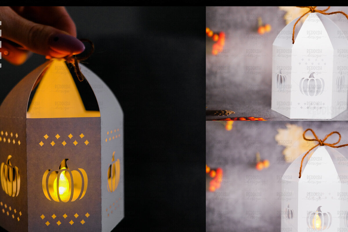 Σετ των 2 Intra απο ξύλο plywood 3mm-4mm πάχος - Halloween Lantern, Halloween Luminaries Δίασταση 20x20 cm INTRAFABR-107953359