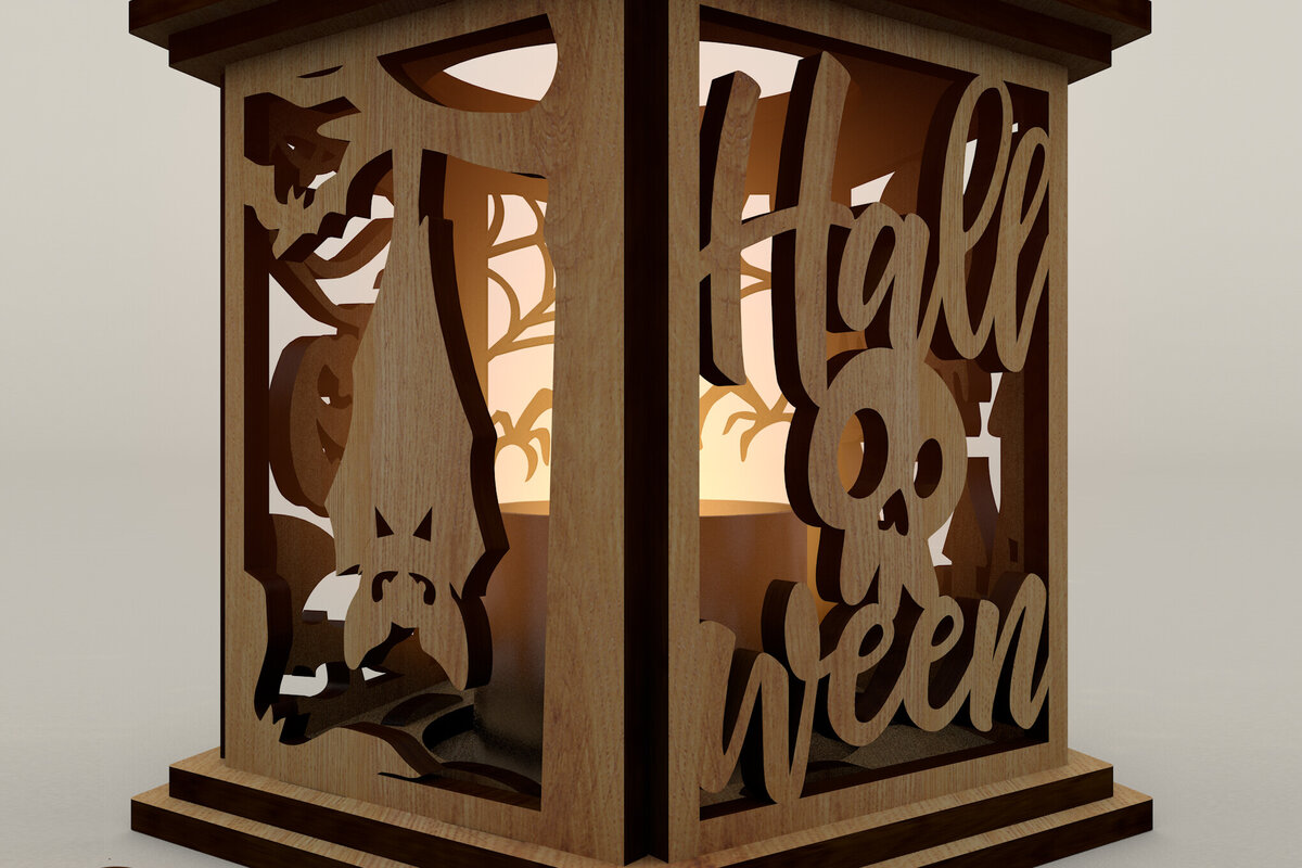 Σετ των 3 Intra απο ξύλο plywood 3mm-4mm πάχος - Τρομακτικό πρότυπο φαναριών αποκριών Δίασταση 4x4 cm INTRAFABR-107760980