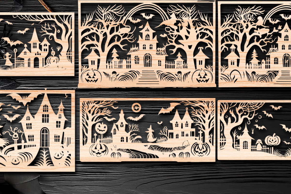 Σετ των 2 Intra απο ξύλο plywood 3mm-4mm πάχος - Αποκριάτικο  αποκοπής με λέιζερ  Δίασταση 15x15 cm INTRAFABR-107815439