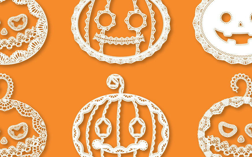 Σετ των 2 Intra απο ξύλο plywood 3mm-4mm πάχος - Σχέδιο αποκριάτικων κολοκύθες με λέιζερ Δίασταση 15x15 cm INTRAFABR-111343884