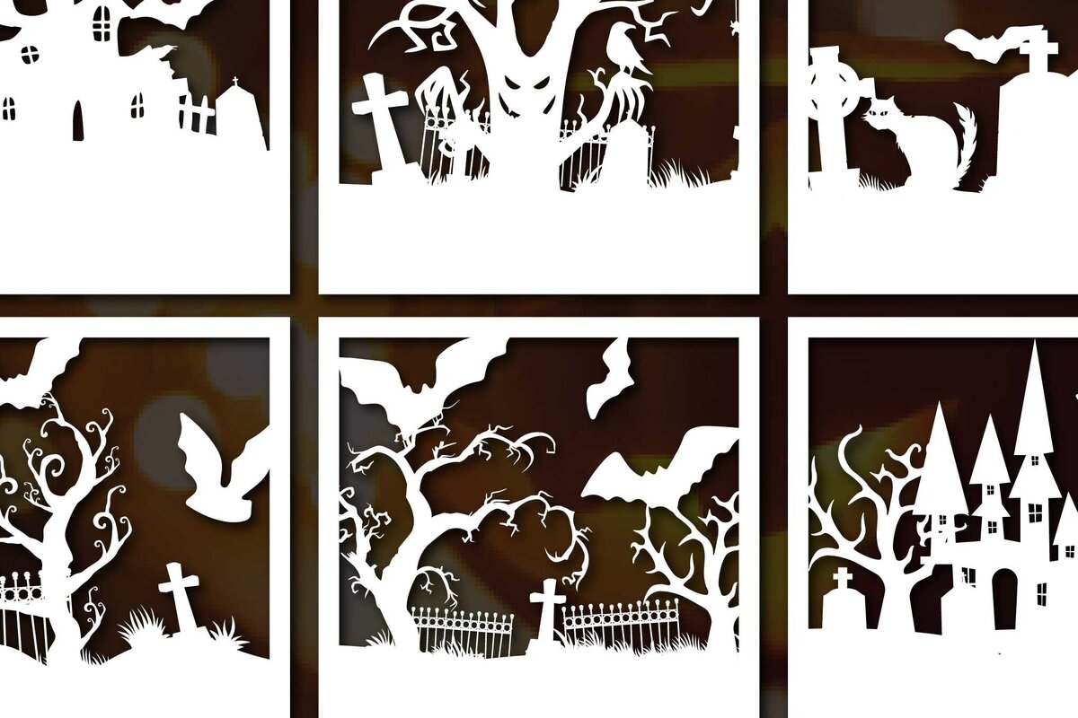 Σετ των 2 Intra απο ξύλο plywood 3mm-4mm πάχος - Δέσμη  για Halloween Laser Cut Δίασταση 15x15 cm INTRAFABR-78171653