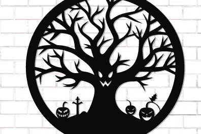 Σετ των 2 Intra απο ξύλο plywood 3mm-4mm πάχος - Halloween Laser Cut Decor Wall  Δίασταση 15x15 cm INTRAFABR-124873925
