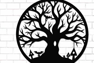 Σετ των 2 Intra απο ξύλο plywood 3mm-4mm πάχος - Halloween Laser Cut Decor Wall  Δίασταση 15x15 cm INTRAFABR-124873969
