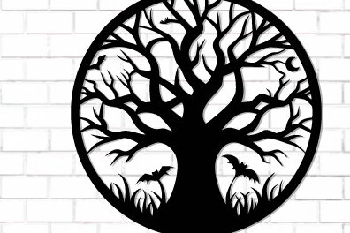 Σετ των 2 Intra απο ξύλο plywood 3mm-4mm πάχος - Halloween Laser Cut Decor Wall  Δίασταση 15x15 cm INTRAFABR-124874183