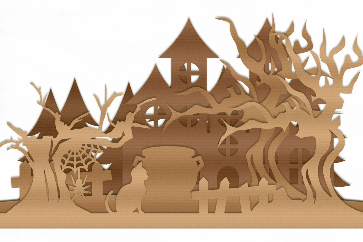 Σετ των 2 Intra απο ξύλο plywood 3mm-4mm πάχος - Halloween Lasercut - Halloween Sign Δίασταση 15x15 cm INTRAFABR-105952420