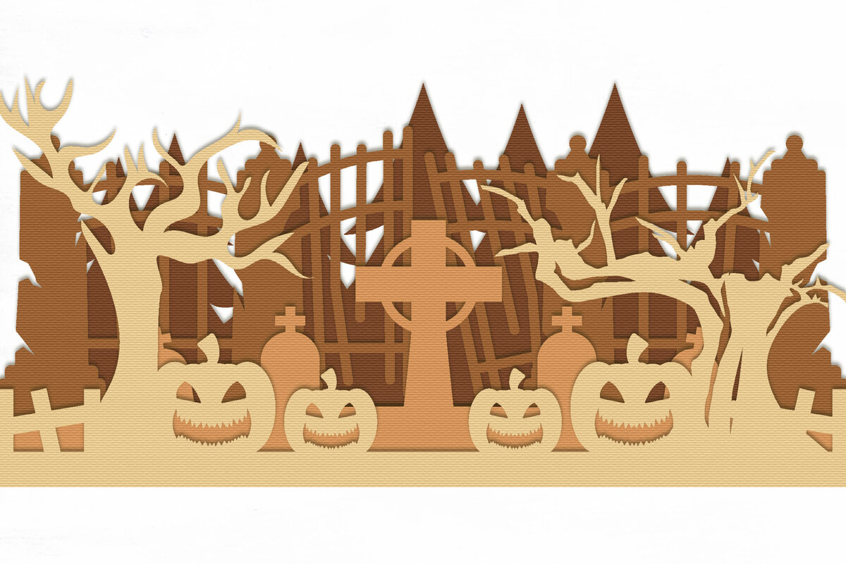 Σετ των 2 Intra απο ξύλο plywood 3mm-4mm πάχος - Halloween Lasercut - Halloween Sign Δίασταση 15x15 cm INTRAFABR-105952218