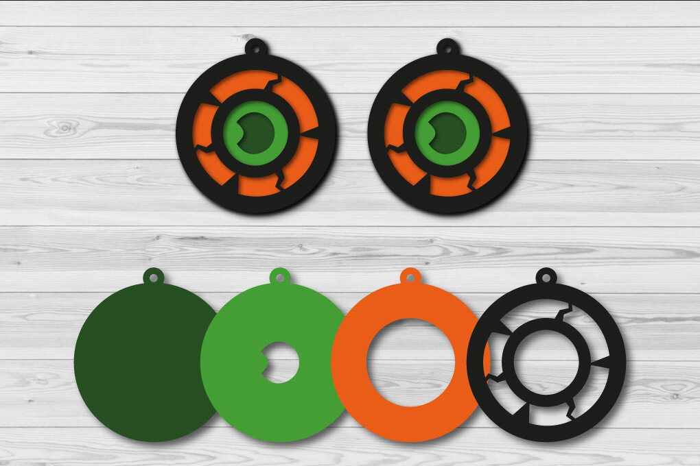 Σετ των 3 Intra απο ξύλο plywood 3mm-4mm πάχος - Halloween Layered Eye Σκουλαρίκι  Δίασταση 3x3 cm INTRAFABR-76803270