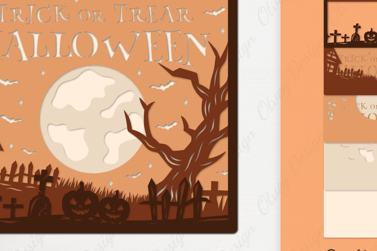 Σετ των 2 Intra απο ξύλο plywood 3mm-4mm πάχος -  αποκοπής με λέιζερ Halloween Δίασταση 15x15 cm INTRAFABR-106146851