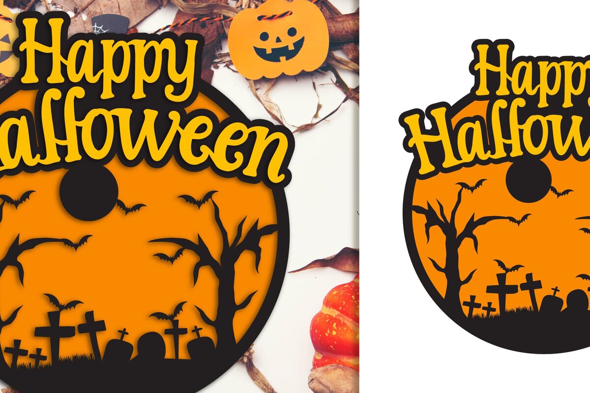 Σετ των 2 Intra απο ξύλο plywood 3mm-4mm πάχος -  αποκοπής με λέιζερ Halloween Δίασταση 15x15 cm INTRAFABR-36324221