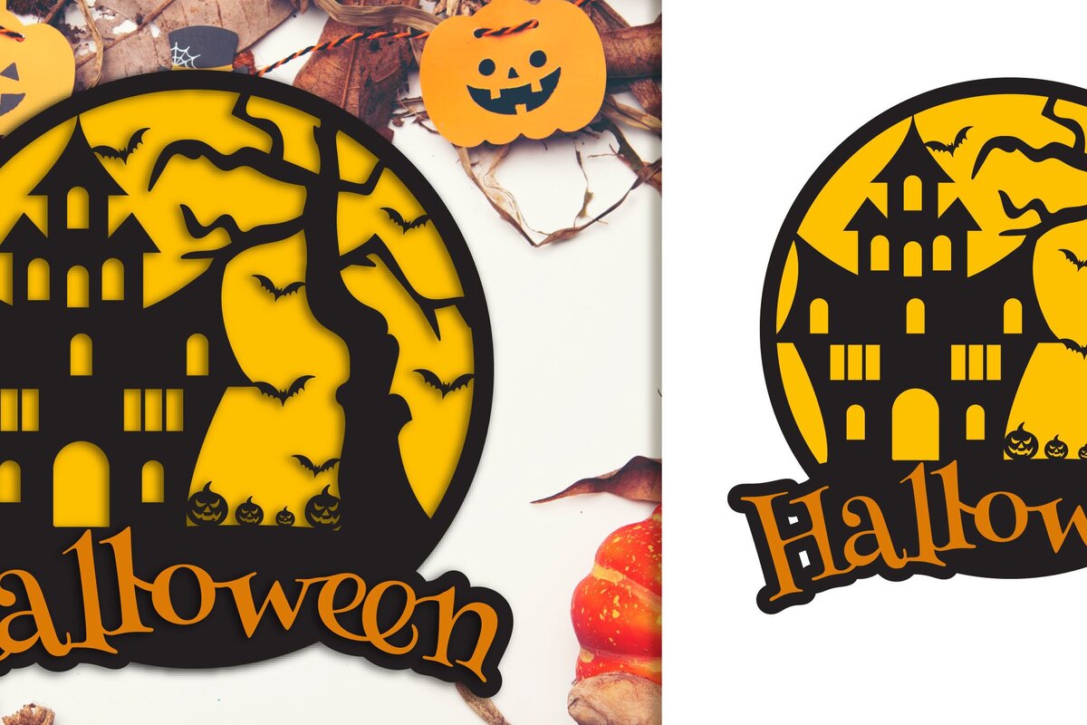 Σετ των 2 Intra απο ξύλο plywood 3mm-4mm πάχος -  αποκοπής με λέιζερ Halloween Δίασταση 15x15 cm INTRAFABR-36324084