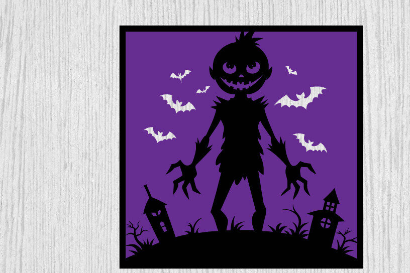 Intra απο ξύλο plywood 3mm-4mm πάχος -  με λέιζερ μεταλλικού τοίχου Halloween Δίασταση 40x50 cm INTRAFABR-101050999